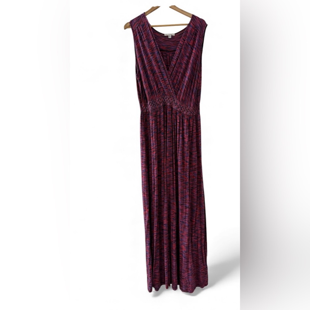 Spense Heathered Striped Maxi Dress Woman’s XXL Pink Multicolored V - Neck